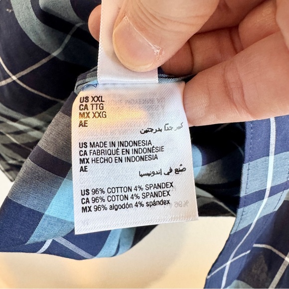 Men’s Classic Preppy Plaid Stretch Button Down Shirt Blue Club Room XXL - Picture 4 of 8